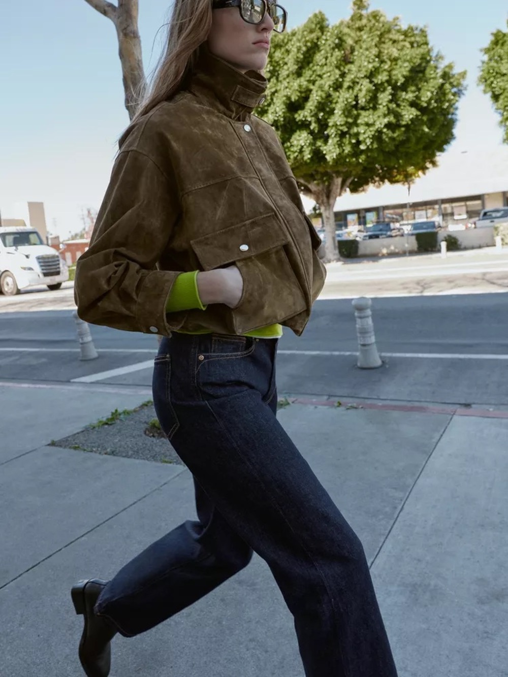 Zara 100% Suede Bomber Jacket - Picture 5 of 10